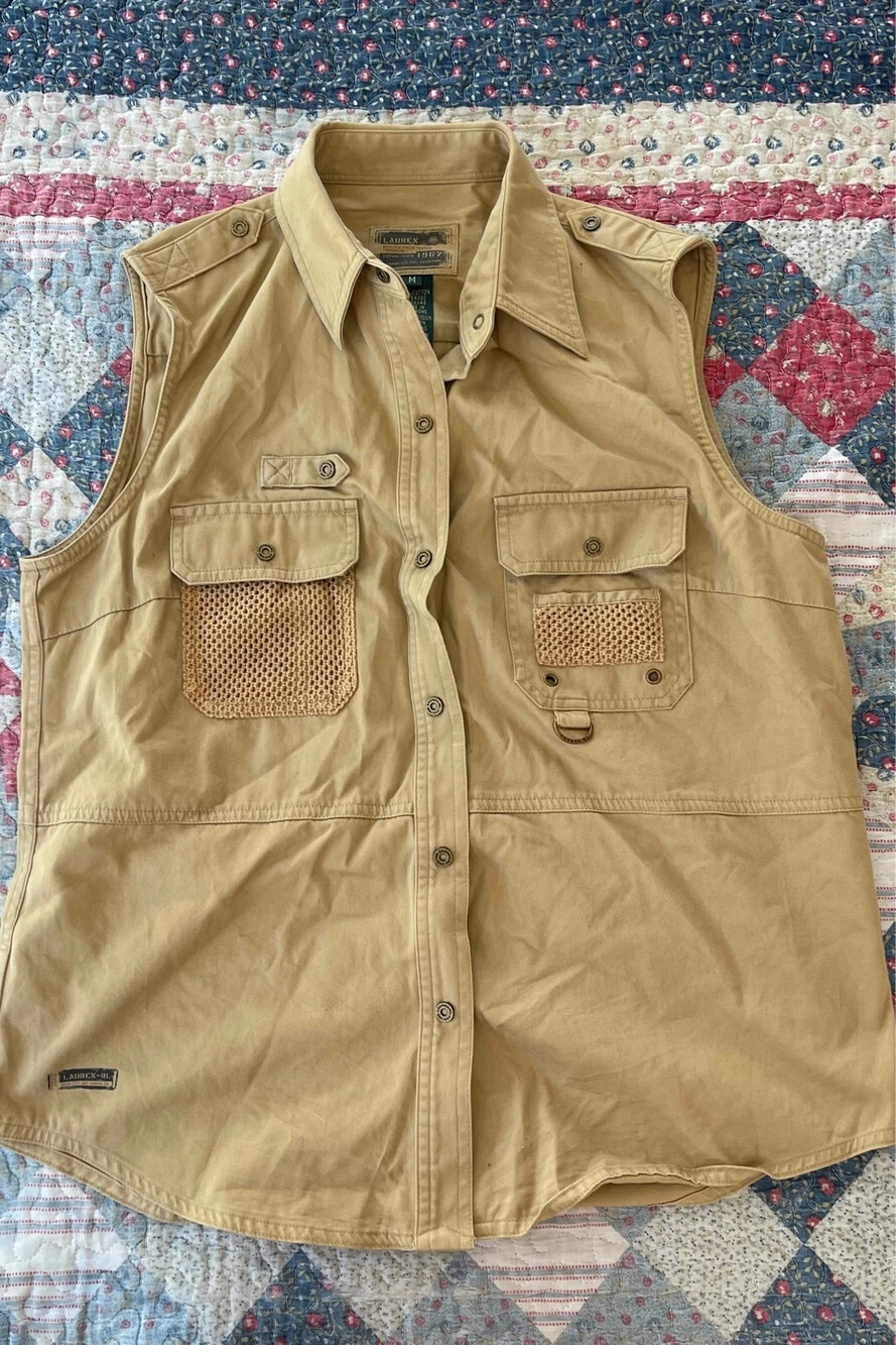 Ralph Lauren Sleeveless Shirt Vest Women’s Sz M Camp Field Fishing Outdoor Safar